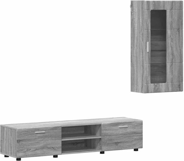 vidaXL TV-Schrankset mit Schubladen in Grau Sonoma Holzwerkstoff, modern und matt, B/T/H: 150,0 x 39,0 x 47,4 cm - Bild 1