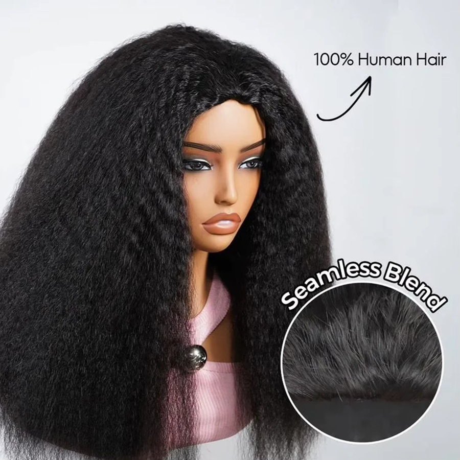 Tomiyaa 3-in-1 Halbperücke, Echthaar, Yaki, Unisex - Bild 2