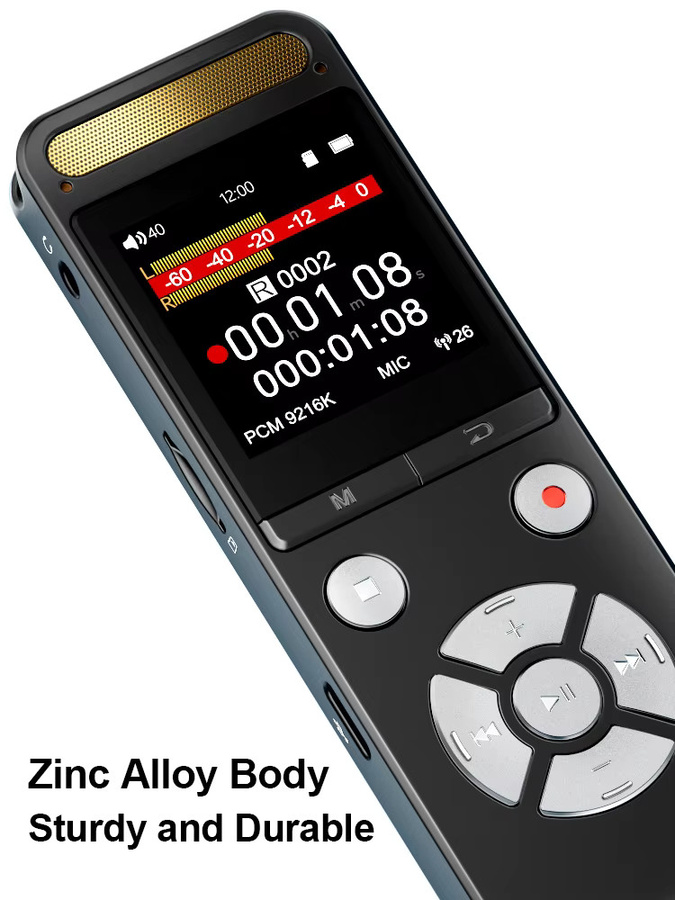 Famue King of Voice Recorder 9126 KBPS Pro Voice Recorder mit 4 Mikrofonarray und externem Mikrofon Anschluss, Schwarz - Bild 3