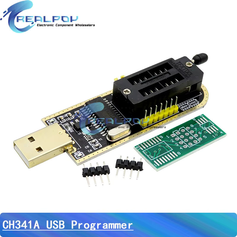 REALPOY CH341A USB Programmierer Set mit SOIC8 Adapter, SOP8 Clip und 1,8V Adapter für EEPROM Flash BIOS - Bild 2
