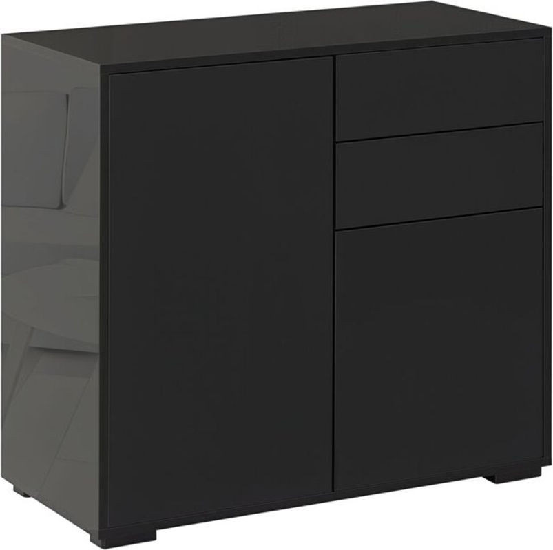 HOMCOM Sideboard Kommode in Schwarz mit Schublade und 2 Push-Click-Türen aus Holzwerkstoff für Wohnzimmer und Küche - Bild 1