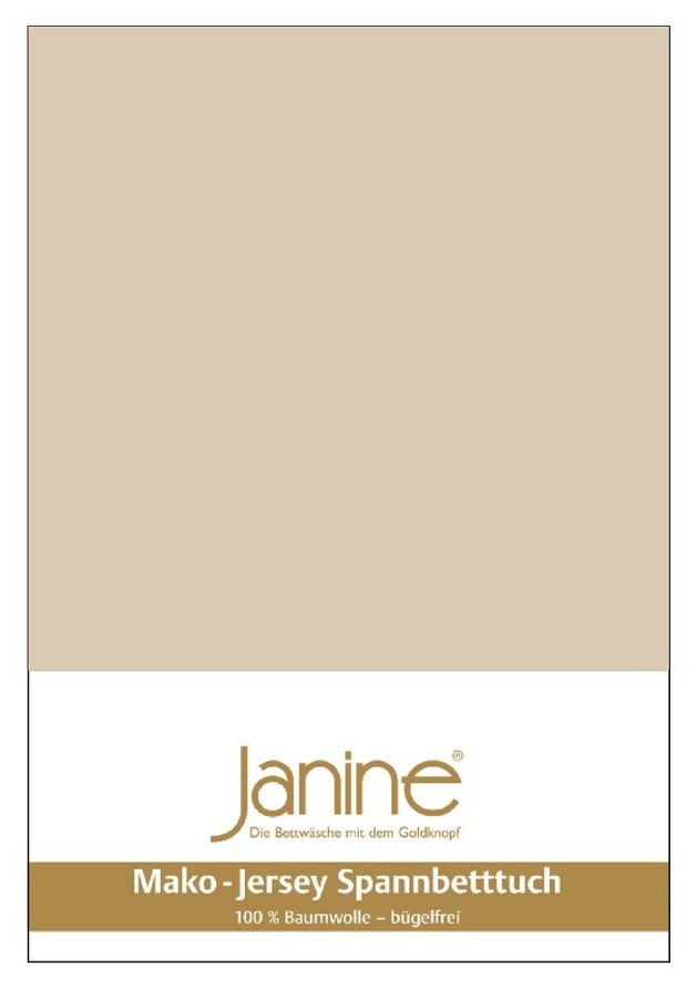 Janine Mako-Jersey Spannbetttuch aus 100% Baumwolle, Farbe: Sand, B/T: 140 x 200 cm bis 160 x 200 cm - Bild 1