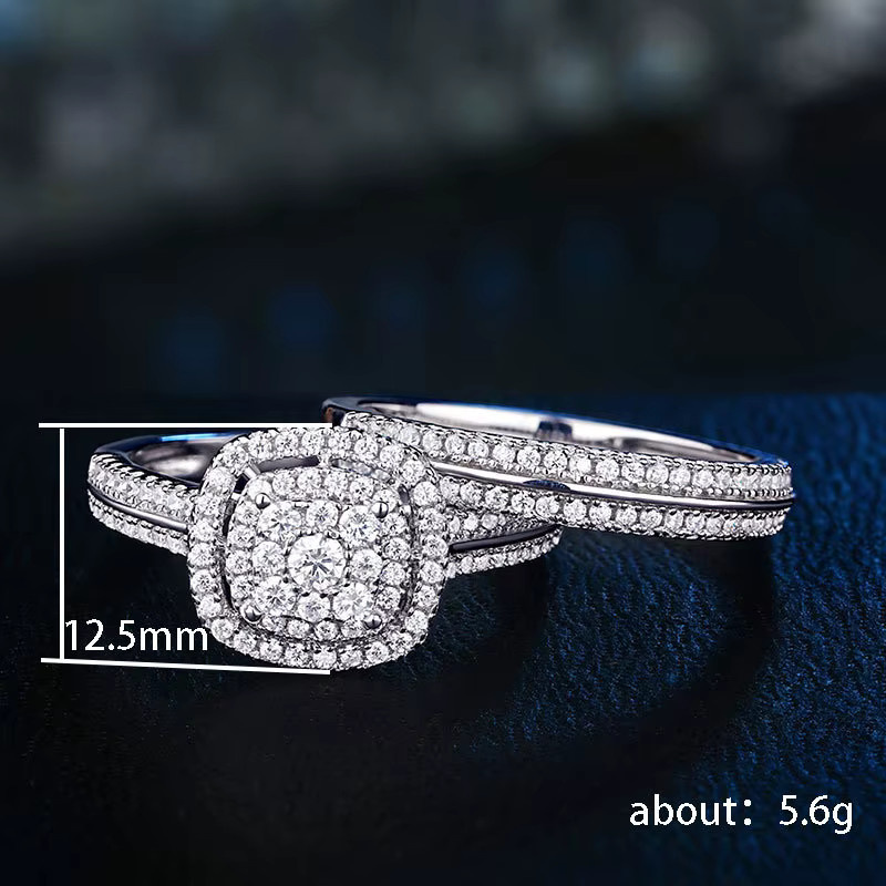 Huitan Classic Eheringe, Silber, Zirkonia, Damen - Bild 3