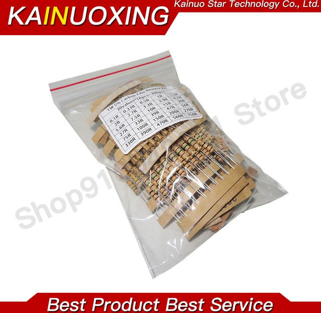 KAINUOXING Widerstand Set mit 300 Stück Carbon Film Widerständen 1W 5% in Multicolor, Werte von 0,1R bis 820K Ohm - Bild 1
