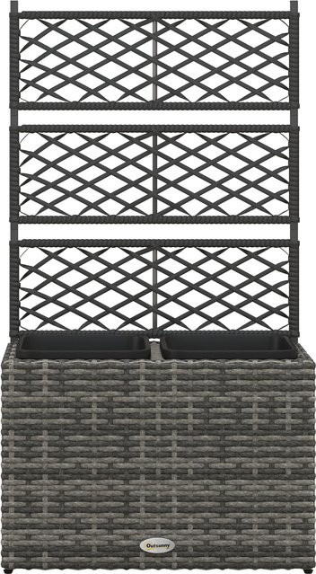Outsunny Hochbeet mit Rankgitter in Grau, erhöhtes Pflanzbeet mit 2 Innenkübeln aus Stahl und Kunststoff, B/T/H: 57 x 30 x 107 cm - Bild 1