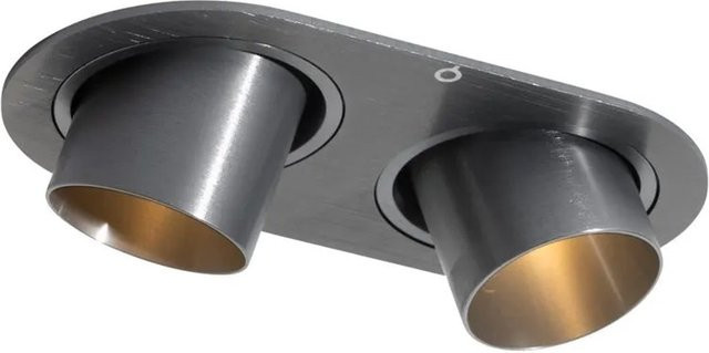 QAZQA Einbau Strahler Rund Gunmetal 2-flammig schwenkbar GU10 - Bild 1