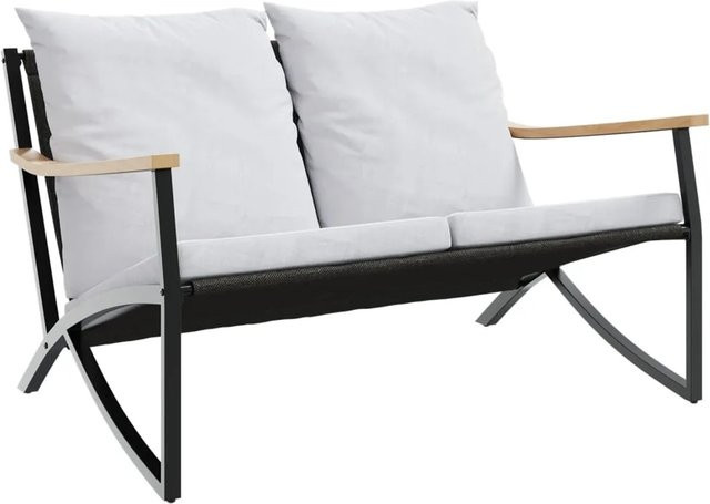 vidaXL Gartenbank aus Stahl mit Kissen in Schwarz für den Außenbereich, Breite: 120 cm - Bild 1