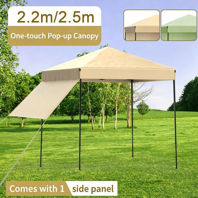 HiMiss Faltbares Pavillon-Zelt mit Seitenwänden, wasserdicht und UV-Schutz, Outdoor-Unterstand für Camping, Garten oder Strand in Grün oder Beige - Bild 1