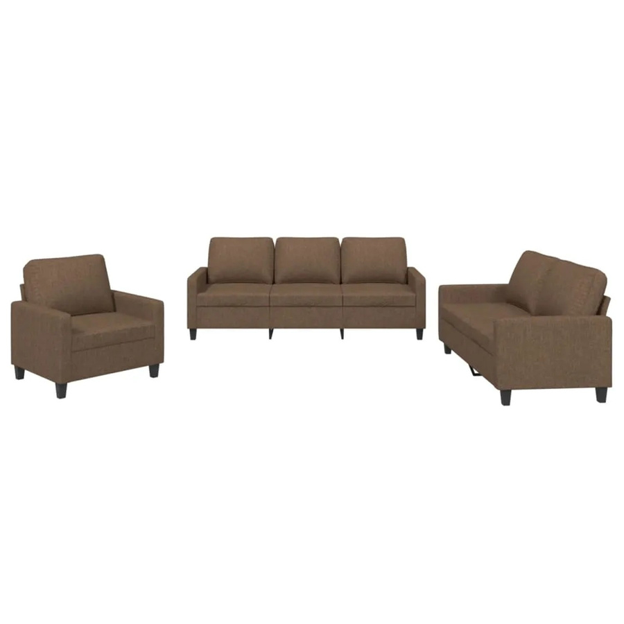 vidaXL 3-teilige Sofagarnitur modern in Braun mit Stoffbezug und Kissen - Bild 2