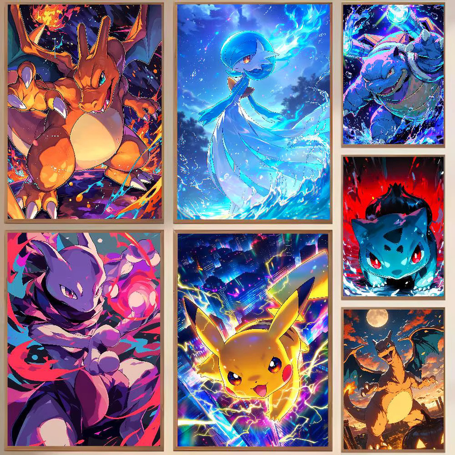Bandai Pokemon Anime Wandposter aus Leinwand in Mehrfarbig - Bild 6