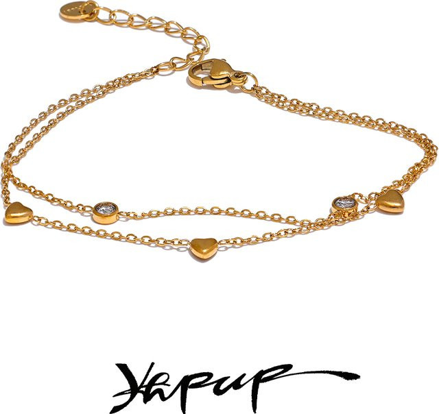 Yhpup Stapelarmband Edelstahl, Herz, Zirkonia, Unisex - Bild 1