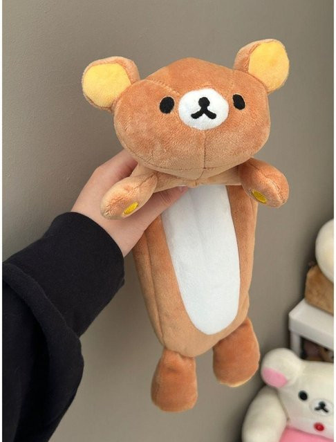 Rilakkuma Korilakkuma Biene Plüsch Federmäppchen mit Reißverschluss in Braun als vielseitiges Aufbewahrungsfach für Schüler und Make-up-Pinsel - Bild 1