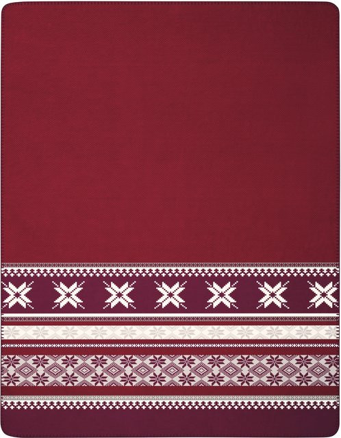 Biederlack Wohndecke Winterzauber in Rot im Norwegian Ethnic Country House Design - Bild 1