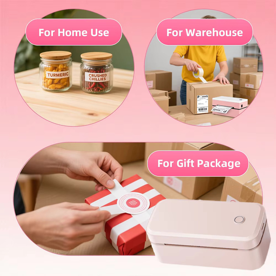 Marklife Thermoetikettendrucker X4 Pink Mini Bluetooth Versanddrucker für 4x6 Zoll Etiketten - Bild 2
