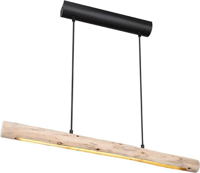 Globo LED-Hängeleuchte Mella aus Holz und Metall in Schwarz mit Leuchtmittel und höhenverstellbarer Aufhängung - Bild 1