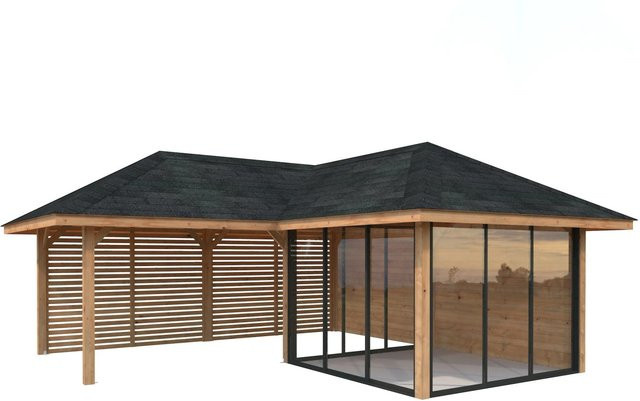 PALMAKO Pavillon Bianca Set 211 Slide aus Fichtenholz in Braun, B/T/H: 588 x 588 x 319 cm - Bild 2