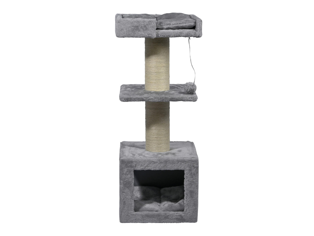 dobar Premium Katzen Kratzbaum Easy in Grau mit Höhle und integriertem Spielzeug aus Pappelholz und Sisal - Bild 2