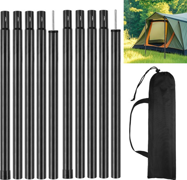 2er-Set verstellbare Zeltstangen für Planen und Markisen, schwarz, Höhe: 190 cm - Bild 1