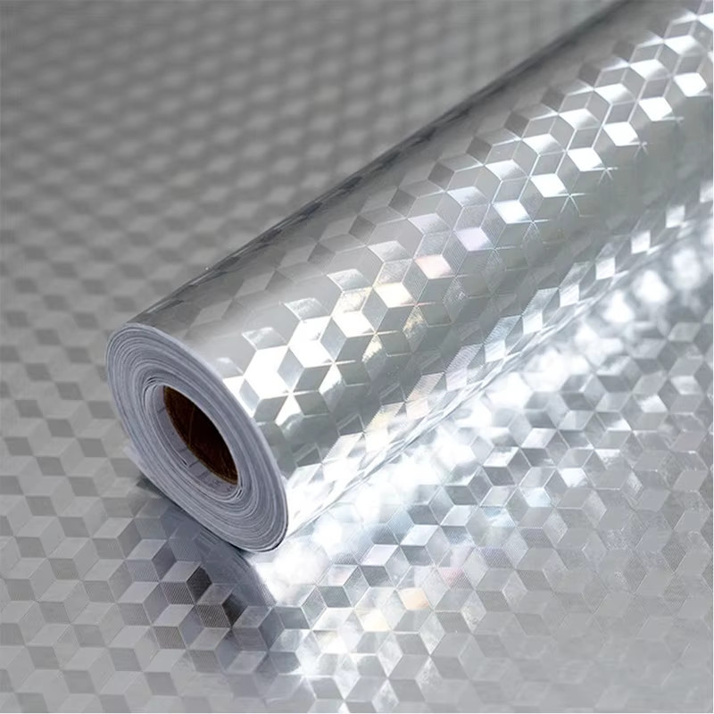 Selbstklebende 3D-Wandpaneele in Silber mit abstraktem Design, wasserfeste Tapete für die Küche - Bild 3