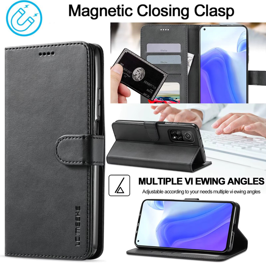 Xiaomi Flip Ledertasche mit Kartenfach und Magnetverschluss in Schwarz für Redmi Note 13 12 11s 10 Pro 13c 12c und Poco X5 C65 - Bild 1