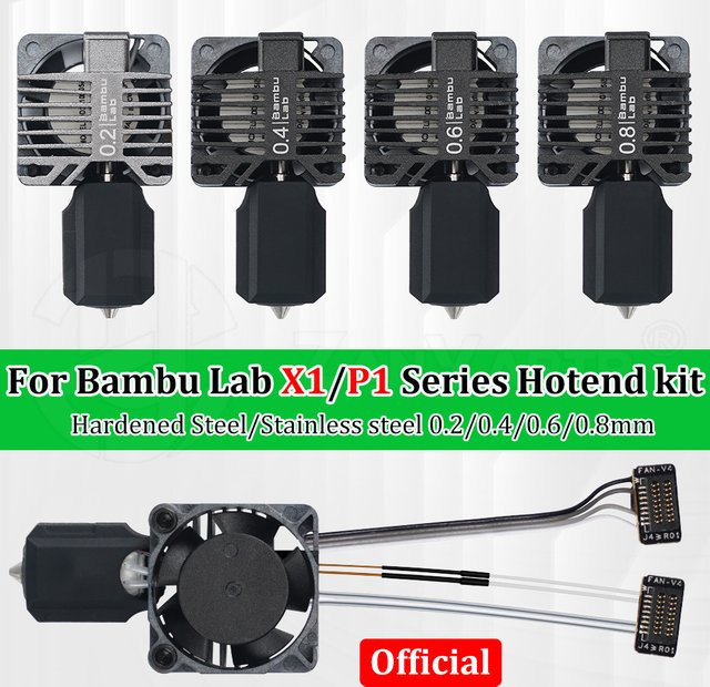 Bambu Lab Offizielle Hotend-Baugruppe für X1C X1E P1P P1S 3D-Drucker, hochtemperaturbeständige Ersatzteile - Bild 1