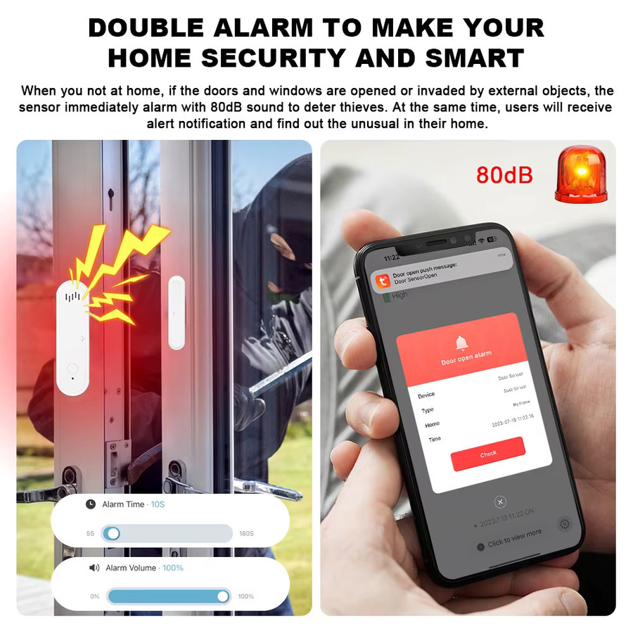 Tuya WiFi Tür und Fenster Sensor in Weiß mit 80dB Alarm und App-Steuerung für deine Home Security - Bild 2