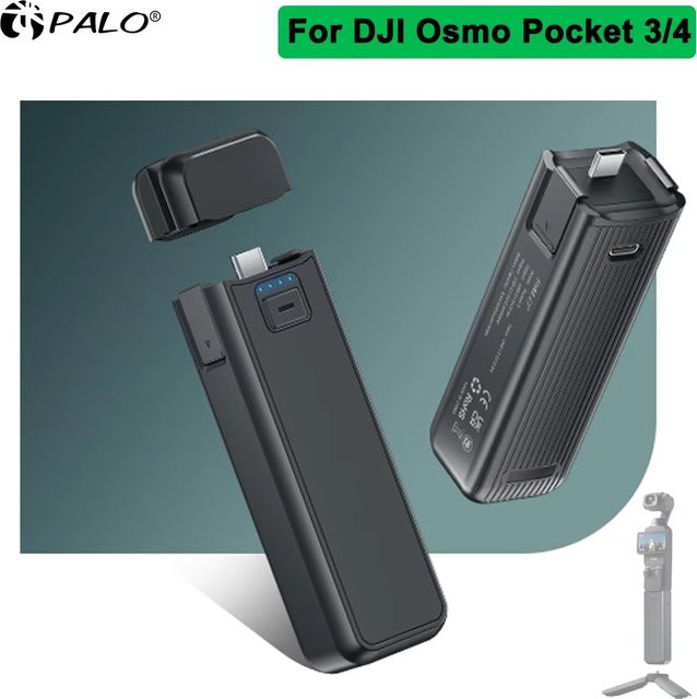 PALO Akku-Griff für DJI Osmo Pocket 3 und Pocket 4, Tragbarer Akku-Griff mit 5000mAh und Schnellladefunktion, Farbe: Schwarz - Bild 1