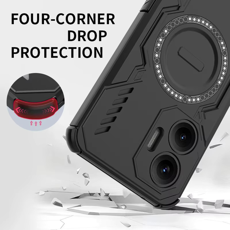 Armor Magnetische Handyhülle für Xiaomi Poco X8 Pro Max X8 X7 Pro in Schwarz mit Wärmeableitung und MagSafe Unterstützung - Bild 2