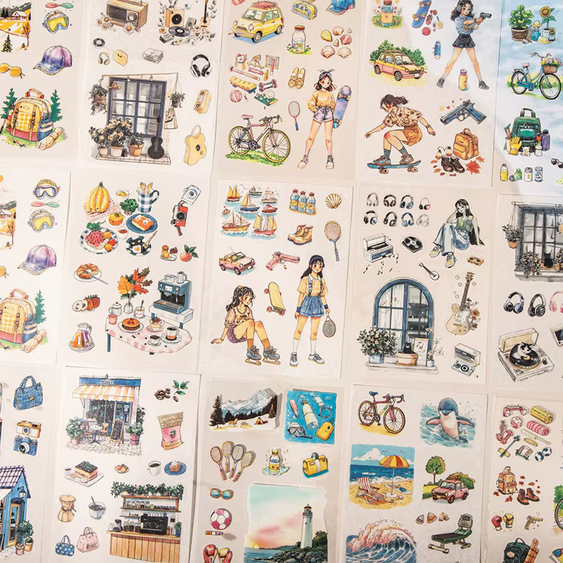 Nini's Travel Plan Series Dual-Material-Stickerbuch mit Original-Landschaft Designs in Multicolour zum Basteln und Verzieren - Bild 1