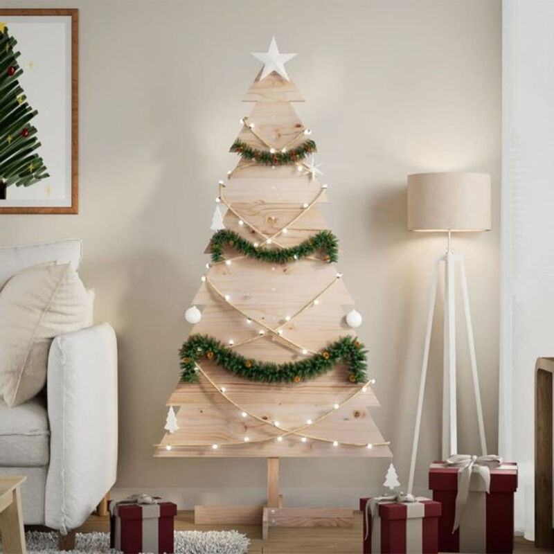 vidaxl Weihnachtsbaum aus Massivholz Kiefer in Braun, Höhe: 150 cm - Bild 1