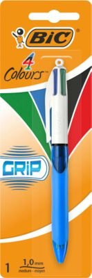 BIC 4 Colours Grip Vierfarb-Kugelschreiber mit mittlerer Spitze und weichem Griff, Mehrfarbig - Bild 1
