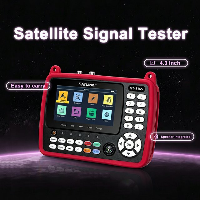 SATLINK Kombi-Messgerät und Satellitenfinder für DVB-S/S2/T/T2/C mit Full HD 1080P Unterstützung für MPEG-2/4, H.264, H.265 (10 Bit) sowie QPSK, 8PSK und 16PSK in Schwarz und Rot - Bild 1