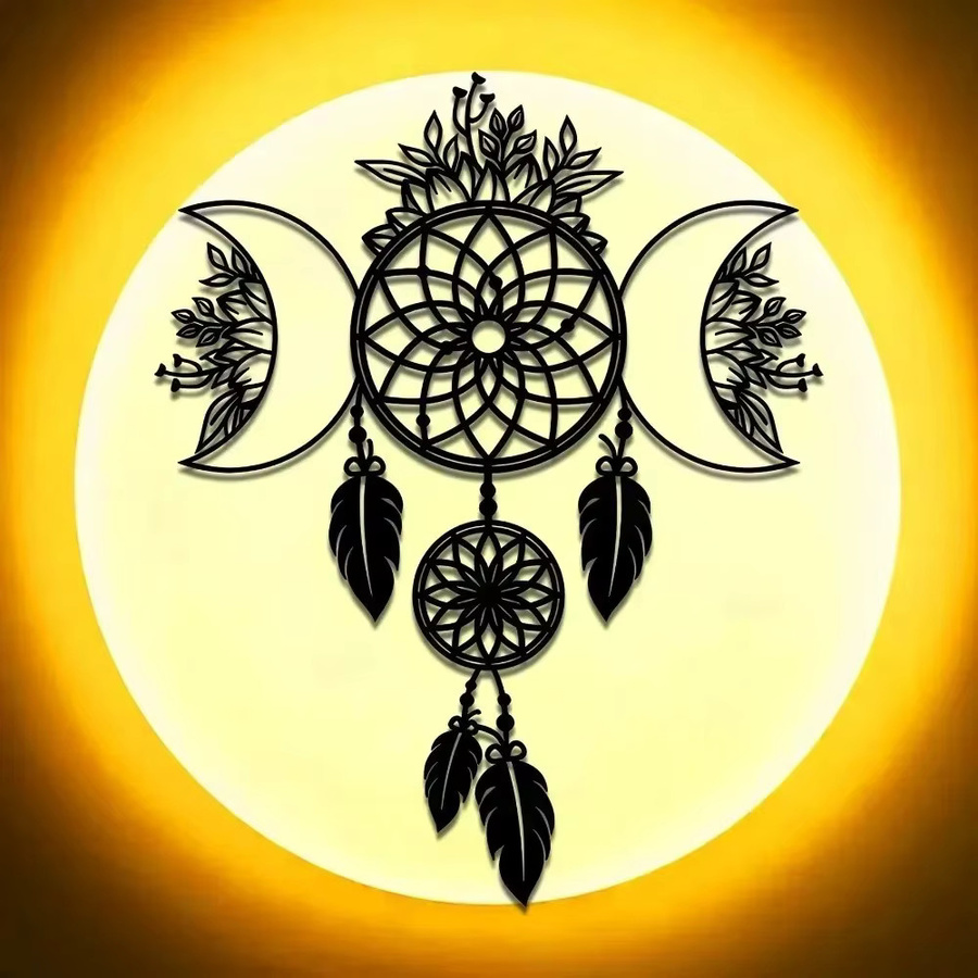 Suncrown Eisen-Mond-Mandala Wandkunst in Schwarz als Boho Metall-Dekoration für dein Wohnzimmer - Bild 3
