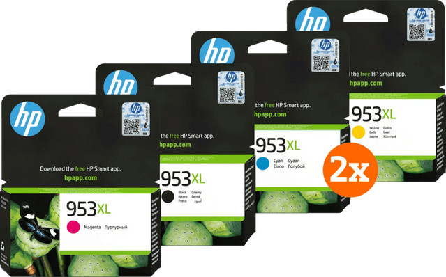 HP 953XL Tintenpatronen Set für Tintenstrahldrucker, 4 Farben, 2er-Pack - Bild 1