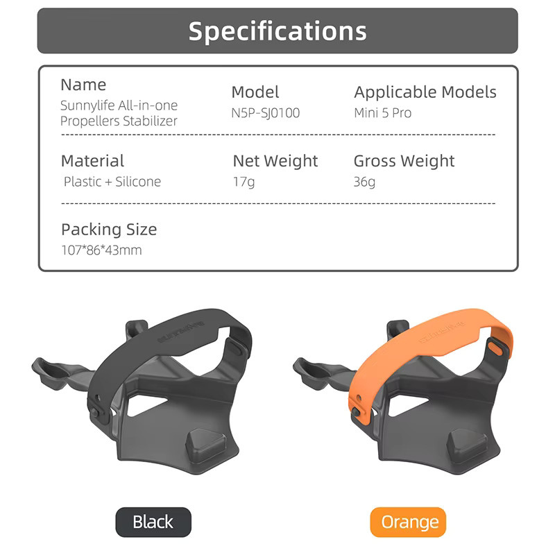 DJI Propellerhalter Stabilisator für Mini 5 Pro, Schutzklingen-Riemenhalterung in Schwarz oder Orange - Bild 4