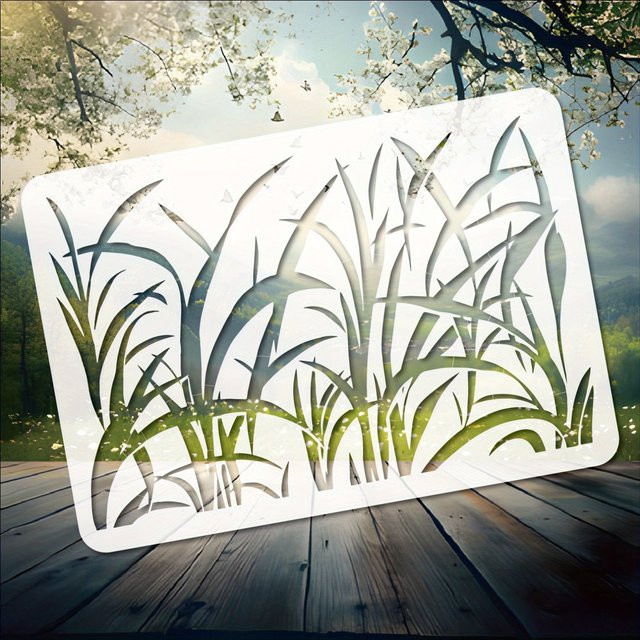 PenhuaMoban DIY Schablone mit Gras-Motiv für Wandmalerei und Scrapbooking, A4, Breite: 21 cm, Höhe: 29 cm - Bild 1