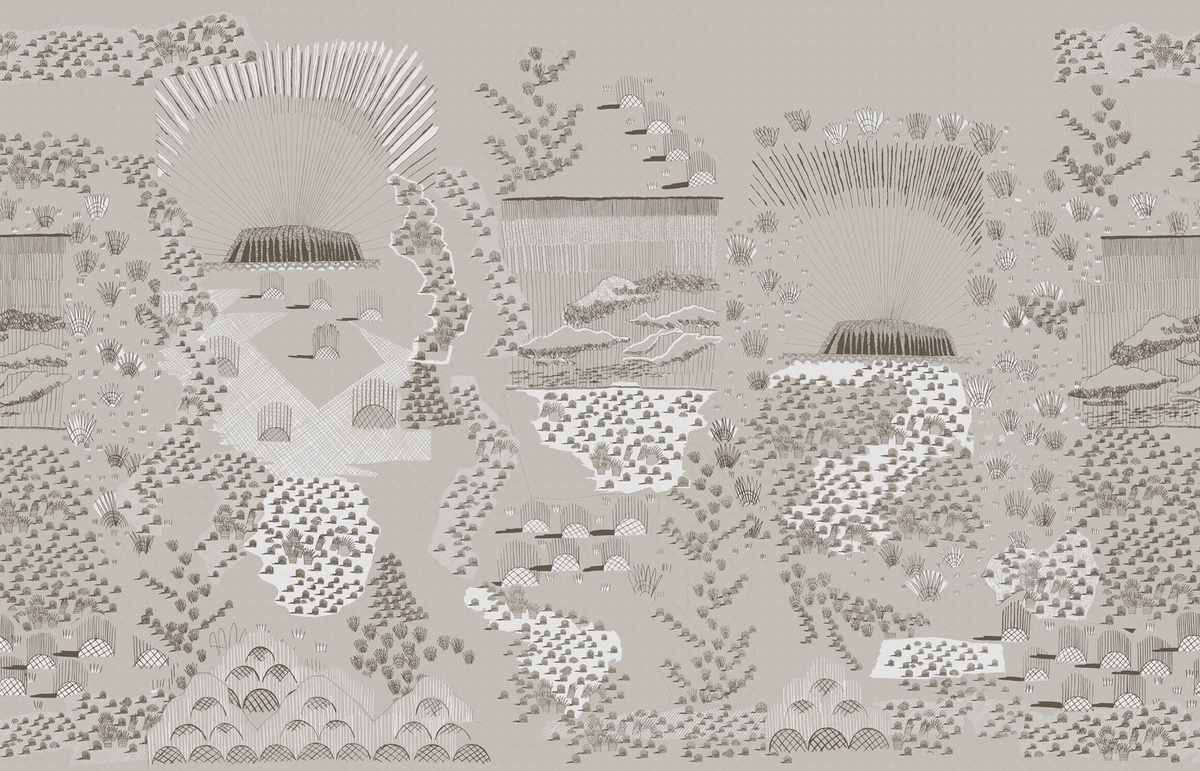 Rebel Walls Mural Ayers Rock Desert Wandtattoo in Grau und Beige im modernen abstrakten Design - Bild 2