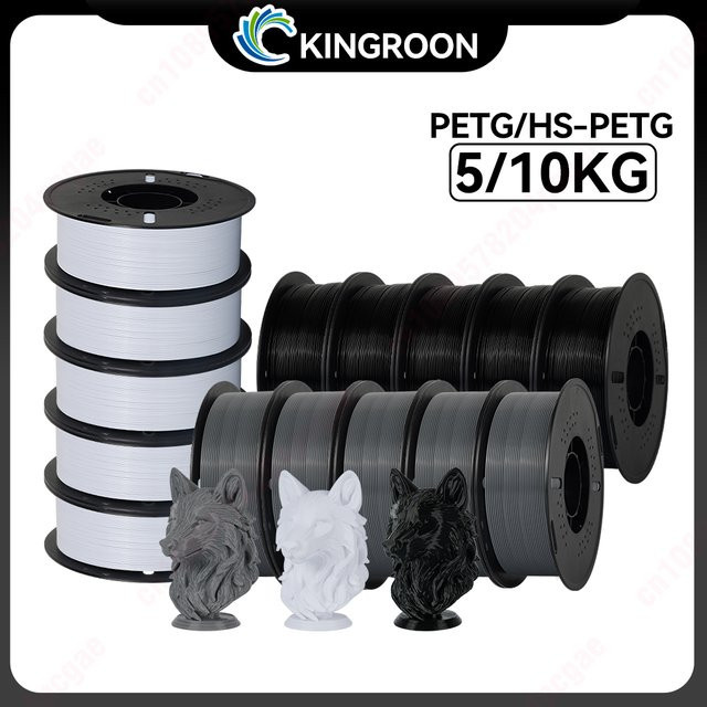 KINGROON PETG/HS-PETG 3D-Filament 1,75mm, 1kg Rolle, Schwarz, Weiß, Grau - Bild 1