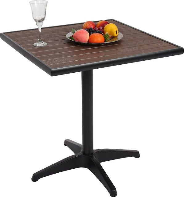 Gartentisch MCW J95 aus Aluminium in Holzoptik, Schwarz und Dunkelbraun, B/T/H: 70 x 70 x 74 cm - Bild 1