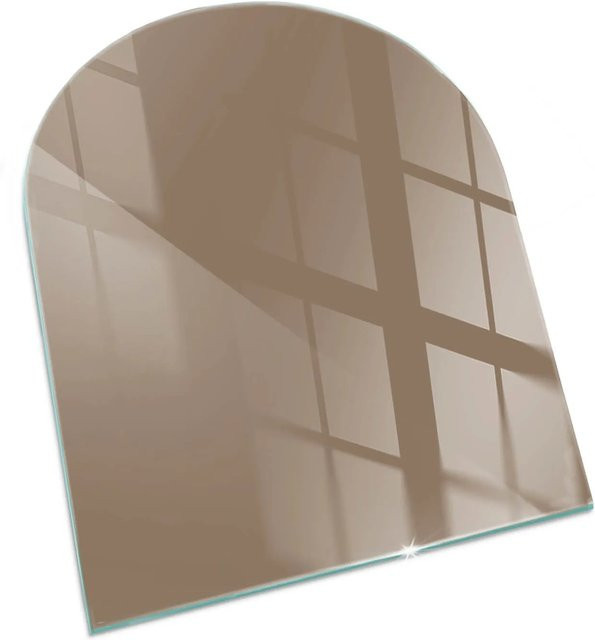 Tulup Glasplatte für Kaminöfen in Braun, Halbkreis, B: 80 cm, T: 70 cm - Bild 1