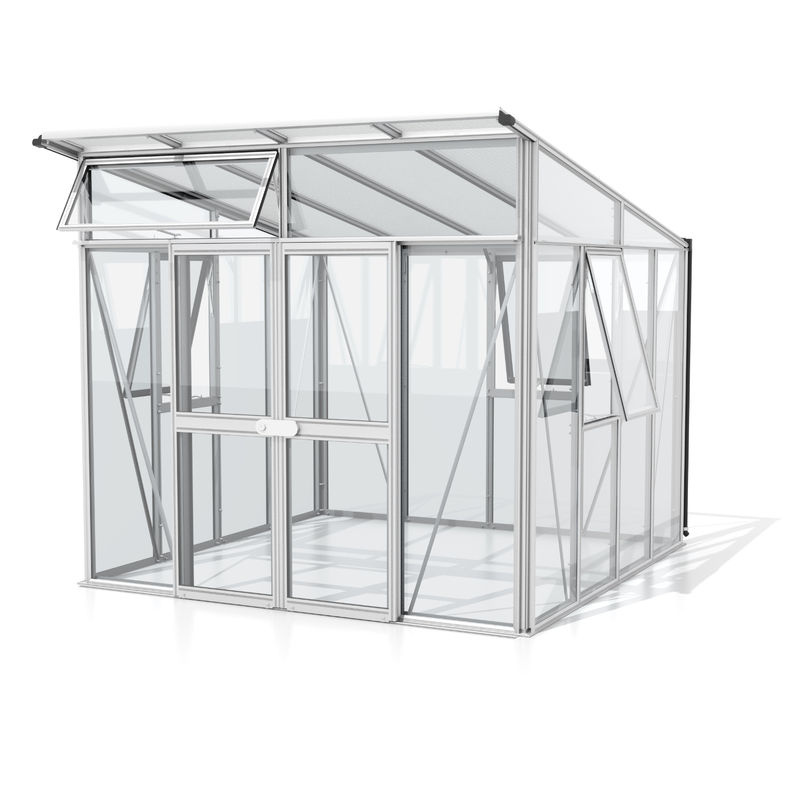 Vitavia Gewächshaus Aura 7800 in Silber mit Aluminiumrahmen, Pultdach, Doppel-Schiebetür und Zylinderschloss, Fläche: 7,8 m² - Bild 2