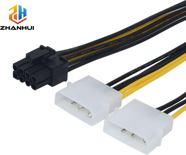 8-Pin PCIe auf Dual 4-Pin Stromadapter für Grafikkarten in Schwarz - Bild 1