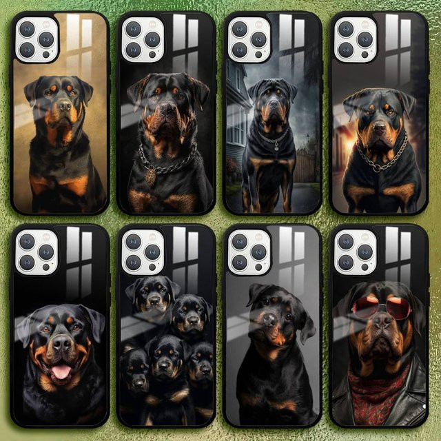 R-rottweiler Hund Handyhülle mit Glasstruktur für Apple iPhone 11 12 13 14 15 16 Pro Max Plus in Multicolour - Bild 1