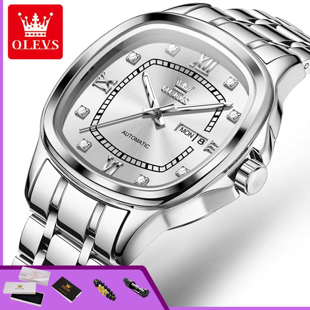 OLEVS Armbanduhr Automatik, Edelstahl, Bicolor, Gold, Diamant, Herren - Bild 1