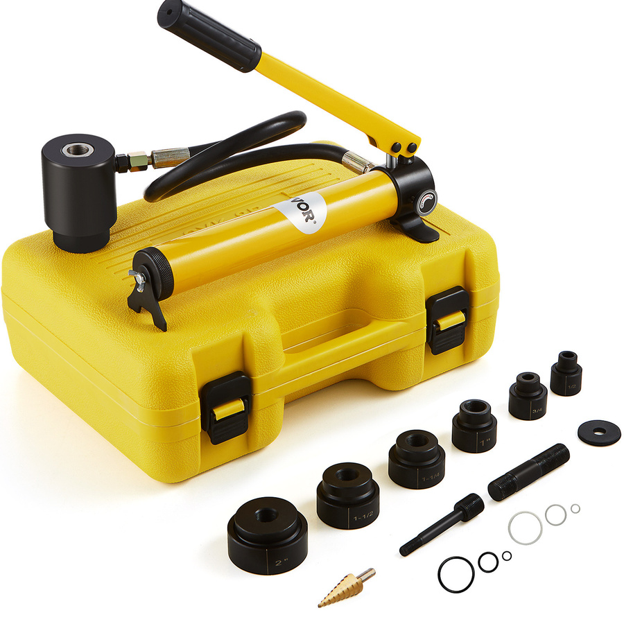 VEVOR Hydraulisches Lochstanzer-Set 10t mit Handpumpe und 6 Stanzformen für Aluminium, Messing, Edelstahl, Glasfaser und Kunststoff, Durchmesser: 12,7 mm, 19,05 mm, 25,4 mm, 31,75 mm, 38,1 mm, 50,8 mm - Bild 1