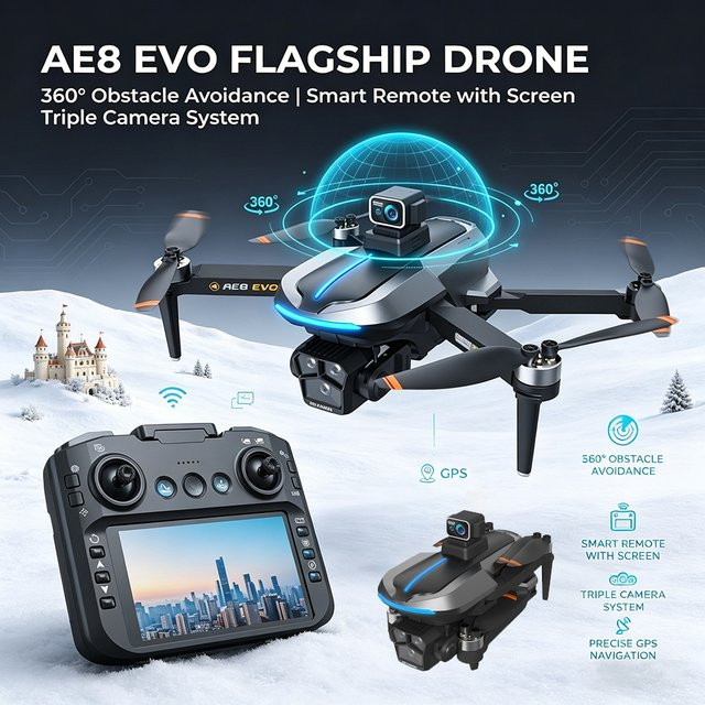 WDSZKMYF AE8 EVO GPS-Drohne mit 8K HD-Doppelkamera, bürstenlosen Motoren und Hindernisvermeidung - Bild 1