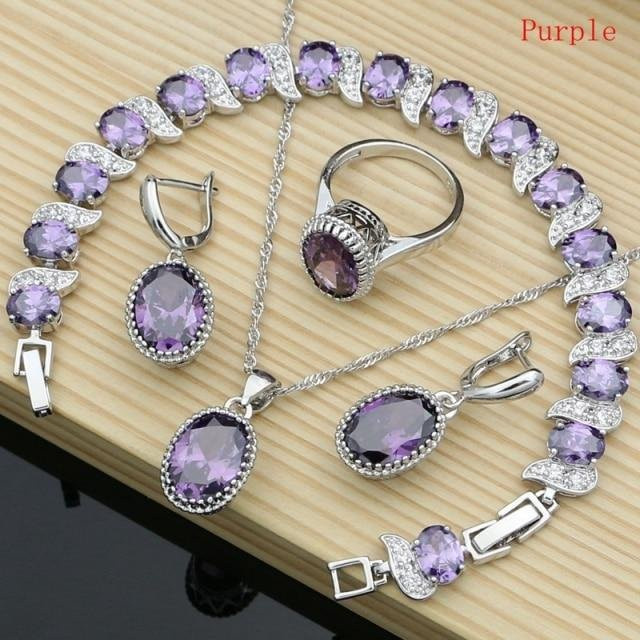 Wucifang Jewelry Schmuckset, 925 Silber, Zirkonia, Kristall, Damen - Bild 1