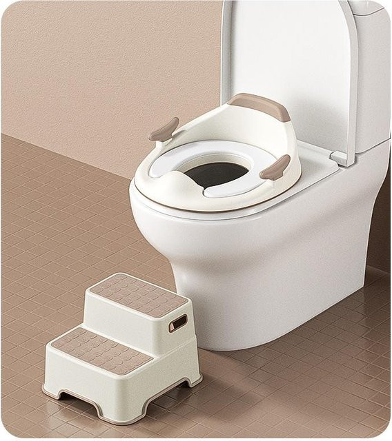 Value Vault Tragbarer Unisex Kindertoilettensitz mit Spritzschutz aus Polypropylen in Beige - Bild 1