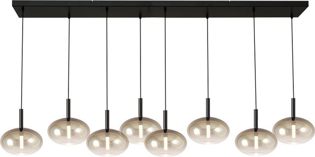 Masterlight Lido LED-Pendelleuchte 8-flammig in Gold/Schwarz mit ovalen Glaselementen - Bild 1