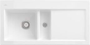 Villeroy & Boch Spüle Subway Aufsatzspüle aus Keramik in Weiß mit Ablaufgarnitur und linksseitigem Abtropffläche Breite: 60 cm - Bild 1